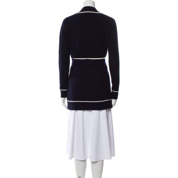 Madeleine Thompson Clover Cashmere Ribbed-Knit Cardigan - S - Navy - Picture 5 of 6